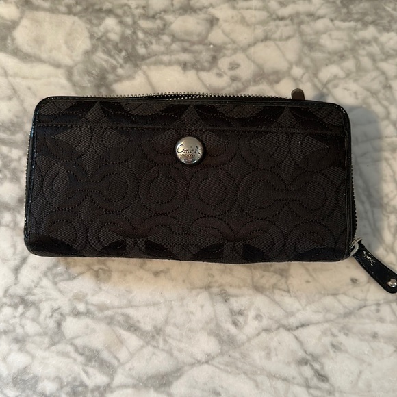 COACH Signature logo Zip Around Wallet - Picture 1 of 7
